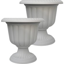 Adet Plastik Ayaklı Saksı Seti 6 Lt Iç ve Dış Mekan Çiçek Saksısı 30X29 cm Ekru Beyaz