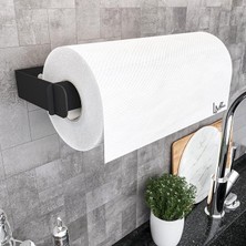 Pratik Çek Çıkar Kağıt Havlu Askısı, Mutfak Rafı Duvara Monte, Havluluk, Peçete Saklama Rafı, Rulo Tutucu (Metal, Siyah)