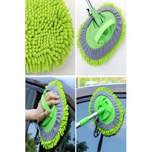 Stand Çok Fonksiyonlu 2 In 1 Şönil Mikrofiber Araba Yıkama Paspas Temizleme Fırçası Teleskopik Uzun Saplı