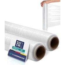 2 Rulo Streç Folyo, Şeffaf, Sarma Folyosu, 50 CM/230 M – 1,5 Kg, Mobilya ve Taşınma Için Folyo, Palet Folyosu, El Streç Folyo, Rulo Halinde Ambalaj Filmi, Streç Folyo Rulosu