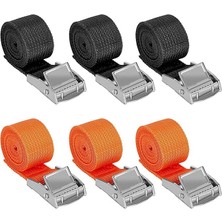 Germe Kayışı, 6 Adet Ayarlanabilir Bağlama Kayışı, 1 M x 2,5 Cm, Kısa, Sıkıştırma Kilitli, Siyah, Turuncu, Bağlama Kayışı, Motosiklet, Bisiklet Taşıyıcı, Bavul, Bagaj Paketi, Kamp Için, 250 Kg'a Kadar