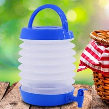 Musluklu Katlanır Su Bidonu Outdoor Akordiyon Kamp Su Konanası Çeşme Piknik Damacana Içecek Şişesi, Telvesse, Mavi