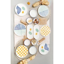 Seramik Hand Made 14 Parça 6 Kişilik Modern Kahvaltı Takımı
