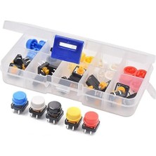 12X12MM 25 Adet Başlıklı Tact Buton Set 4 Pin 5 Renk Dokunmatik Anlık Basmalı Düğme Anahtar Push Soket Breadboard Pcb Devre