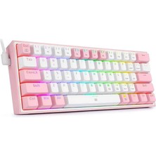 K617-RGB 16,8 Milyon Rgb Aydınlatma, Red Switch Fizz%60 Q Türkçe Kablolu Mekanik Oyuncu Klavyesi Beyaz Pembe
