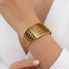 Yush Aksesuar 6 'lı Kaburga Çelik Kelepçe Bileklik