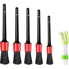 5 Parça Araç Içi Temizlik Fırça Seti ve Yeşil Araç Havalandırma Temizleme Fırçası Hediyeli Detaylı Otomobil Iç Temizlik Kiti