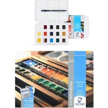 Gogh Talens Suluboya 12+3 Plastik KUTU+300G 25X35 Defter Hediyeli