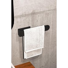 Unique Paslanmaz Çelik Mat Siyah Havlu Askısı - Banyo & Tuvalet Yapışkanlı Havluluk