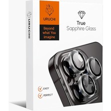 iPhone 17 Pro/17 Promax/16 Pro/16 Pro Max 15 Pro/15 Pro Max Safir Kamera Lens Koruyucu Hd Kalite, Alüminyum Alaşım Çerçeve, Kolay Kurulum, Güçlü Yapışma, Çubuk Sökme Aparatlı, Titanyum Gri