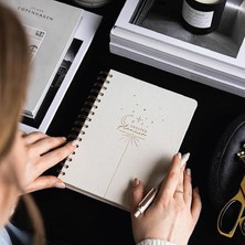 A5 Spiralli Keten Süresiz Planlayıcı Ajanda Krem