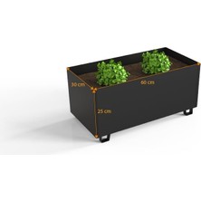 Metal Battal Boy Saksı Siyah 30 * 60 * 25