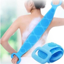 Taraflı Silikon Banyo Sırt Kesesi Duş Lifi Tükenmez Lif Mavi 70 cm