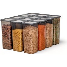 12'li 1900ML. Sızdırmaz Silikon Vakumlu Kapaklı Kare Erzak Saklama Kabı. 1900ML Kare Erzak Saklama Kabı Antrasit