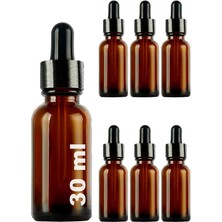 30 ml Metal Kapaklı Damlalık Dropper Şişesi Serum 30 cc Cam Şişe 6 Adet (Siyah Kapak, Amber/kahverengi)