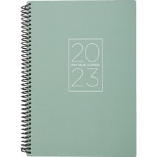 Color 2023 Spiralli Haftalık Ajanda, Yeşil, 17X24