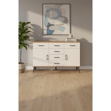 Aura Konsol: Çam-Aytaşı, 6 Çekmeceli, 2 Kapaklı, 132CM | 2 Raflı