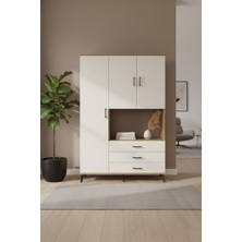 Aura Gardrop 6 Raflı 3 Çekmeceli 3 Kapaklı Çam-Aytaşı Gardırop | 132X59X195 cm