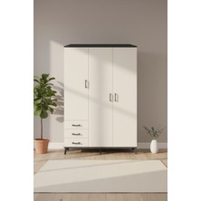 Aura Gardrop: 6 Raflı, 3 Çekmeceli Antrasit-Aytaşı Gardrop (132X59X195 Cm)