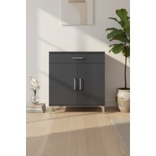 Aura Şifonyer: 2 Raflı, Çekmeceli, 2 Kapaklı Antrasit Şıklık | 88X59X96 cm