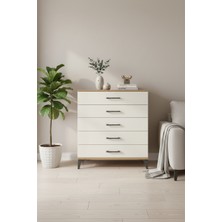 Aura 5 Çekmeceli Şifonyer - Çam & Aytaşı - 88X59X96 cm