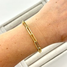 Xuping 14K Özel Seri Dikdörtgen Halka Gold Bileklik (17+3 Cm)