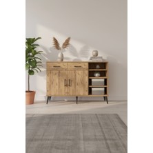 Aura Konsol 5 Raflı 2 Çekmeceli Çam - 132X59X83 cm | 2 Kapaklı