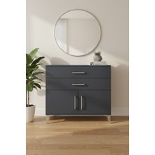 Silva Şifonyer - Antrasit - 2 Çekmeceli, 2 Kapaklı, Tek Raflı 88X30X80CM