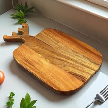 Vento Store Geyik Boynuzu Akasya Kesme Tahtası Büyük Boy Antibakteriel Yıkanabilir Doğrama Tahtası Dikdörtgen, Y