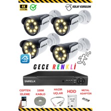 Snrelk  Hama 5 Mp Lens 4 Kamera 320GB 1080P Gece Renkli Su Geçirmez Güvenlik Kamerası Set
