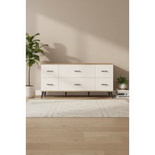 Aura Konsol - 6 Çekmeceli Geniş Depolama | Çam & Aytaşı | 176X59X83 cm