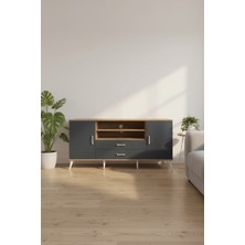 Aura Konsol: 4 Raflı, Çekmeceli & Kapaklı Şık Tasarım | 176X59X83 cm