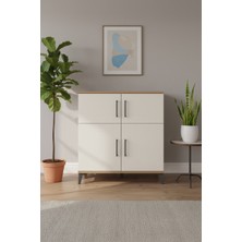 Aura Şifonyer 3 Raflı 4 Kapaklı Çam-Aytaşı (88X59X96 Cm)