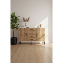 Aura Konsol: 4 Raflı, Çekmeceli, Kapaklı Aytaşı-Çam Şıklığı | 132X59X83 cm