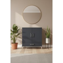 Aura Antrasit Şifonyer - 3 Raflı, Çekmeceli ve 2 Kapaklı | 88X59X96CM