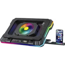 Laptop Notebook Soğutucu Stand Telefon Tutucu Stant 2200RPM Rgb Işıklı LED Display