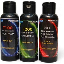 Trendwax 3lü 100ML Set Kalın Pasta, Orta Çizik Giderici Pasta ve Koruyucu Cila Wax