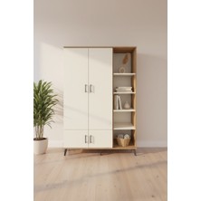 Luna Gardrop: 6 Raflı, 4 Kapaklı Çam-Aytaşı Gardırop (132X44X195)