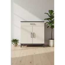 Aura Şifonyer: 2 Raflı, Çekmeceli, Kapaklı Antrasit & Aytaşı Şıklığı | 88X59X96 cm