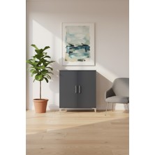 Silva Şifonyer 2 Raflı 2 Kapaklı Antrasit - 88X30X106 cm