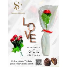 Gül Şekilli Tekli Buket Spesyal Çikolata Beyaz