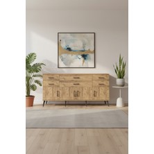 Aura Konsol: 6 Çekmeceli, 4 Kapaklı Çam Konsol (176CM) | 2 Raflı