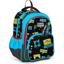 Coral High Siyah Mavi Gamer Ilkokul ve Günlük Sırt Çantası - Erkek Çocuk