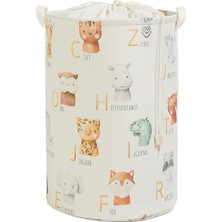 Vento Store Çocuk Odası Ağzı Büzgülü Sevimli Hayvanlar Oyuncak Sepeti 36 x 48 cm