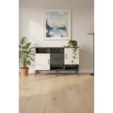 Aura Konsol: Antrasit-Aytaşı, 5 Raflı, Çekmeceli & Kapaklı Şık Tasarım | 132X59X83 cm