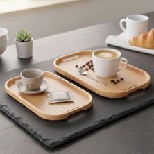 Vento Store Dikdörtgen Bambu Servis Tepsisi, 2'li Set, 33X22 cm ve 40X28 cm | Dikdörtgen Bambu Tepsi