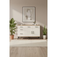 Aura Konsol - Çam & Aytaşı | 5 Çekmeceli, 2 Kapaklı Konsol | 2 Raflı, 132X59X83 cm