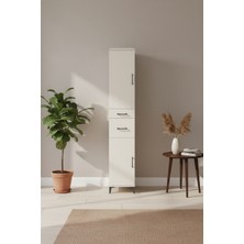 Luna Dolap 4 Raflı 2 Çekmeceli 2 Kapaklı Aytaşı | Yüksek Gardırop | 44X44X243 cm