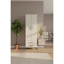 Aura Dolap 4 Raflı 2 Çekmeceli 60CM Aytaşı Gardırop | 2 Kapaklı