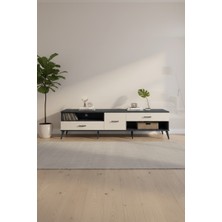 Luna Tv Ünitesi 220CM: 3 Çekmeceli, Tek Raflı Antrasit/aytaşı